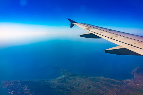 View Airplane Window Beautiful Blue Clear Sky Earth Sea Airplane — Stockfoto