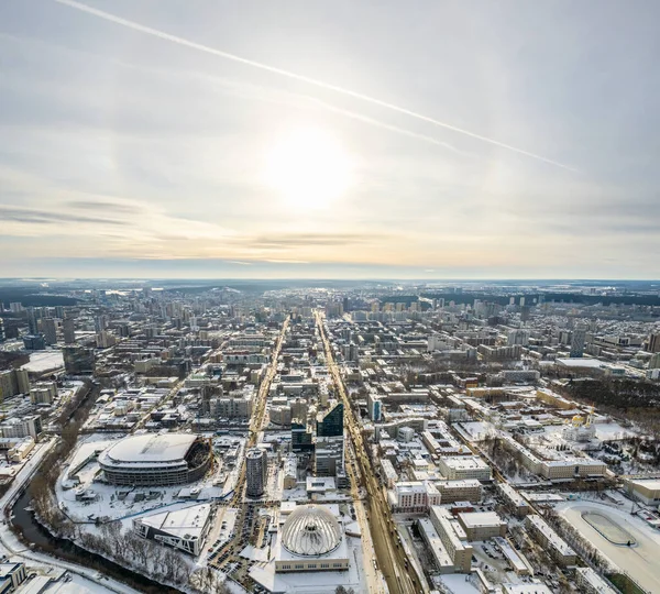 Yekaterinburg Aerial Panoramic View Winter Cloudy Day Ekaterinburg Fourth Largest — Stock Photo, Image