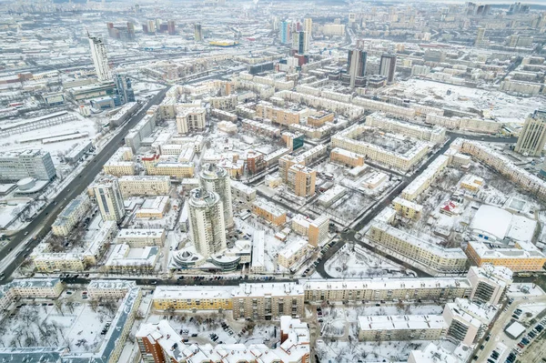 Екатеринбург Панорамный Вид Зиму Пасмурный День Улица Челюскинцев Улица Красный — стоковое фото