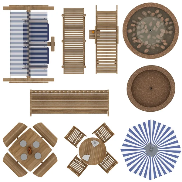 Outdoor Furniture Top View Set — Stock Photo, Image