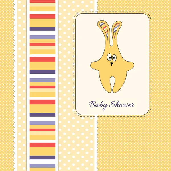 Жовтий кролик дитячий душ запрошення картка — стокове фото