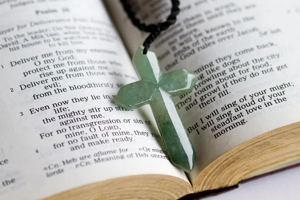 La Santa Biblia y la cruz — Foto de Stock