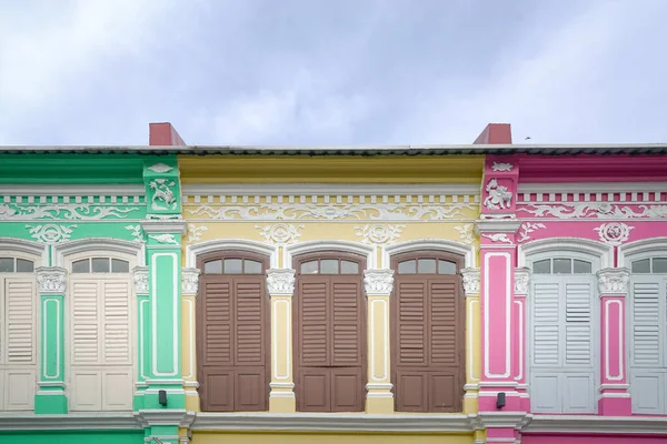 Джорджтаун Пенанг Малайзия Января 2022 Года Роща Разноцветных Исторических Домов — стоковое фото