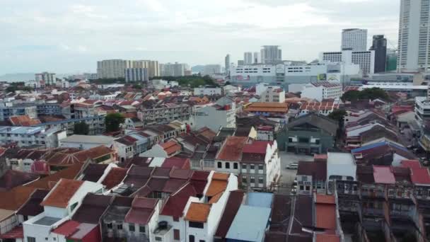 Drone Aérien George Town Penang Avec Vue Sur Toit Des — Video