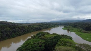 Güzel yağmur ormanı nehri el değmemiş, yemyeşil orman ve yapraklarla çevrili. Perak, Malezya 'da yer almaktadır.
