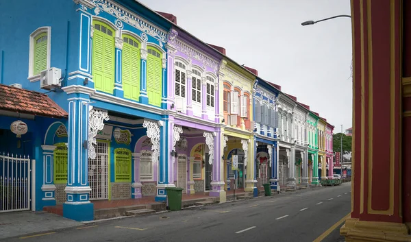 Джорджтаун Пенанг Малайзия Января 2022 Года Роща Разноцветных Домов Магазинов — стоковое фото