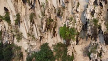 Kireçtaşı bir tepenin havadan ve tavandan görünüşü. Ipoh, Malezya.