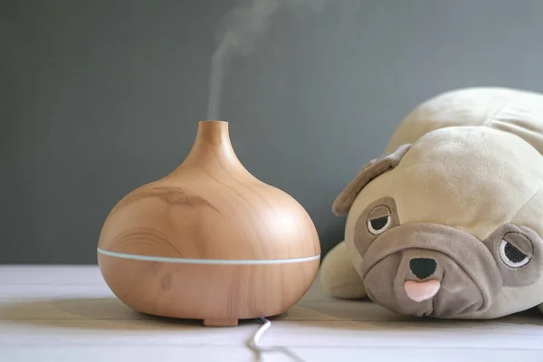 Aroma Essential Oil Diffuser Pug Dog Soft Toy Table Cosy — Stock Photo, Image