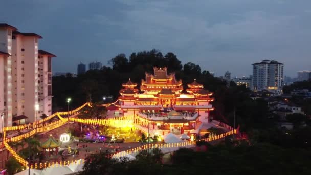 Kuala Lumpur Malaysia Februari Flygfoto Över Thean Hou Templet Kuala — Stockvideo