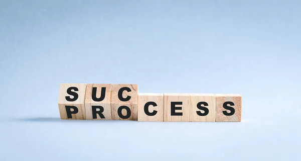 Success Process Text Wooden Cube Block Flip Word Process Success — Stock Photo, Image