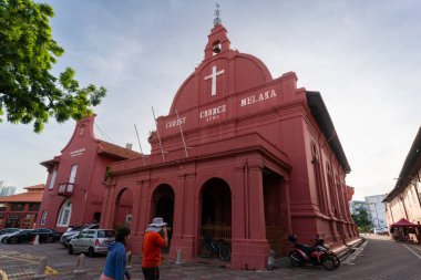 MELAKA, MALAYSIA - June 12, 2022: Christ Church on Dutch Square in Melaka. Melaka is a designated UNESCO world heritage site.
