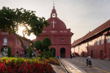 MELAKA, MALAYSIA - June 12, 2022: Christ Church on Dutch Square in Melaka. Melaka is a designated UNESCO world heritage site.