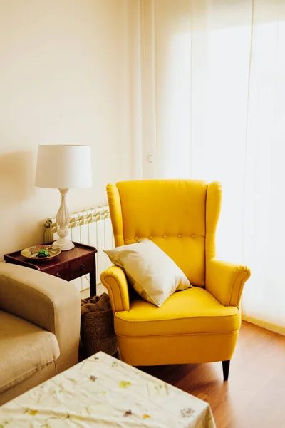 Yellow Armchair Interior Design Living Room — стоковое фото