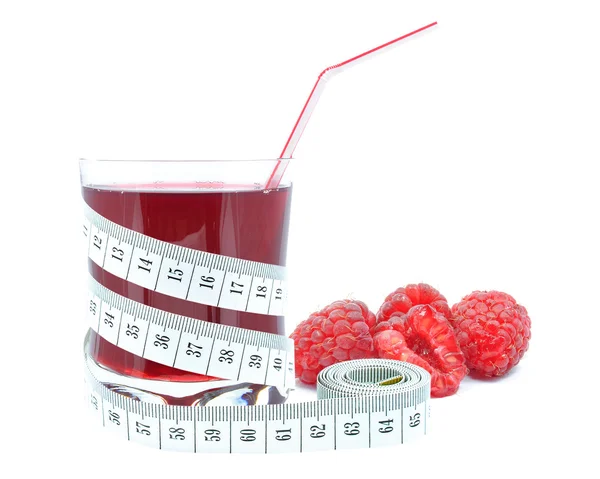 Raspberry juice and meter — Stock Photo, Image