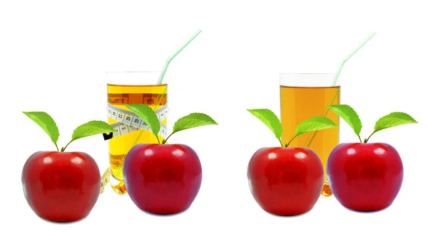 Яблочный сок и метр — стоковое фото