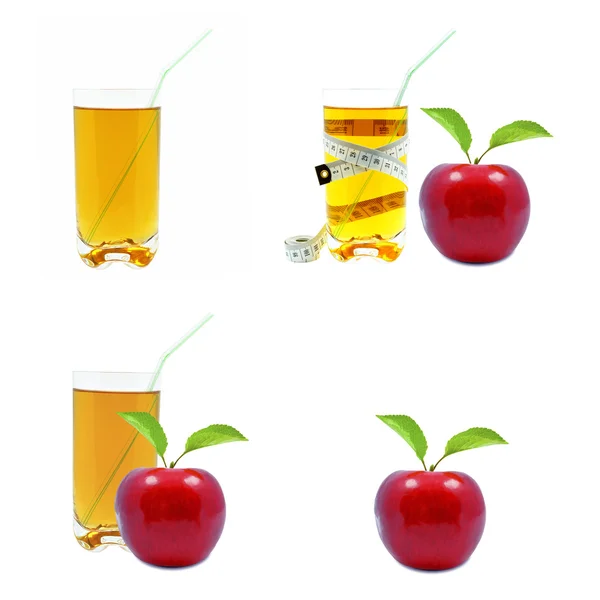 Яблочный сок и метр — стоковое фото
