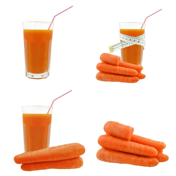 Морковный сок и метр — стоковое фото