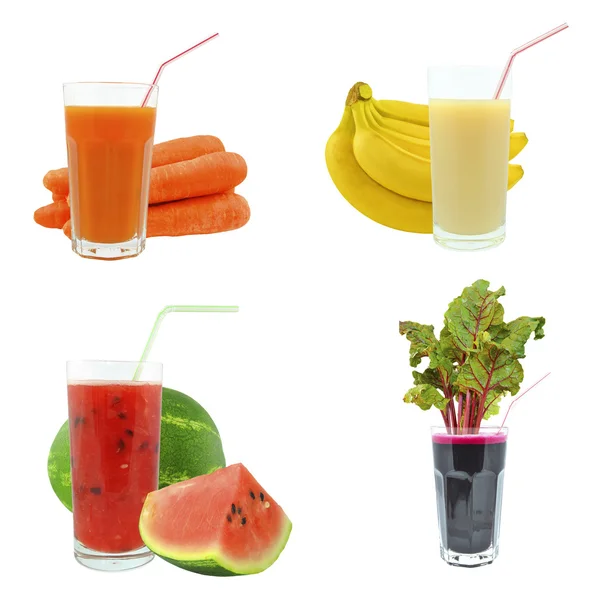 Juicer från frukter och grönsaker — Stockfoto