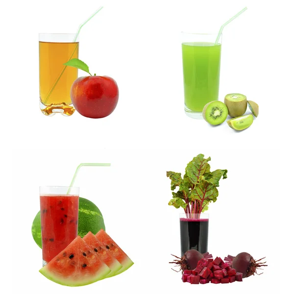 Juicer från frukter och grönsaker — Stockfoto