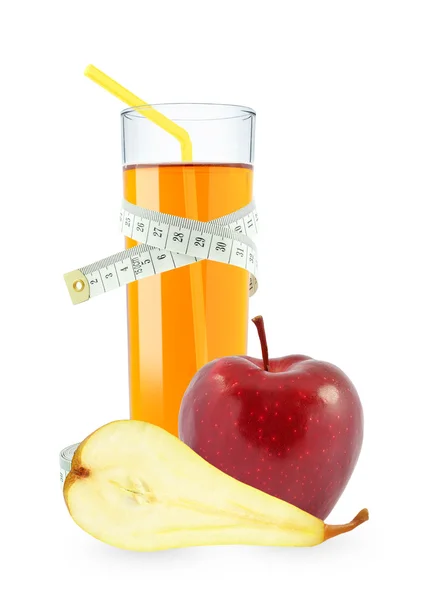 Elma ve armut suyu ölçer — Stok fotoğraf