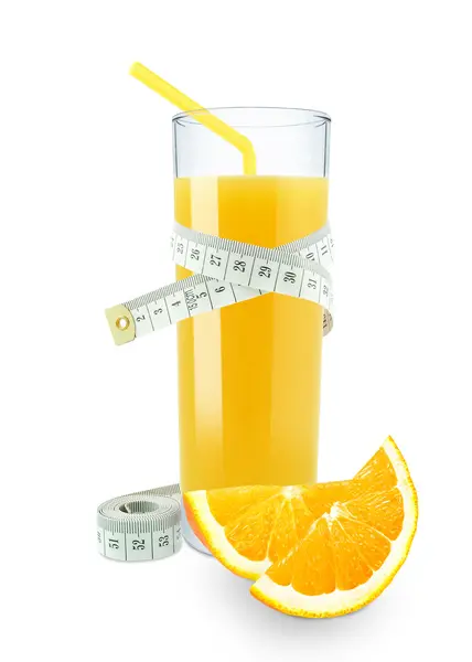 Orange juice and meter — Stock Photo, Image