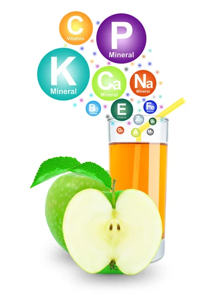 Apple juice and vitamins — Stock Photo, Image
