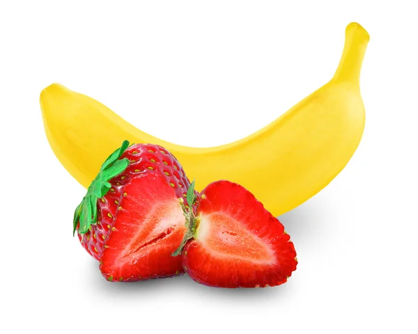 Banana e morango — Fotografia de Stock