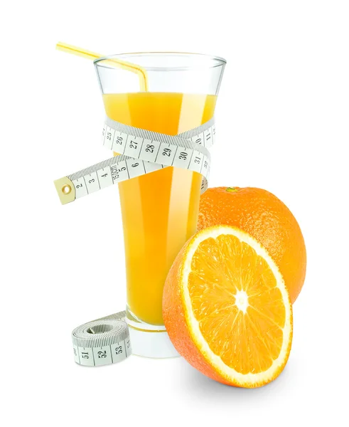Sumo de laranja e medidor — Fotografia de Stock