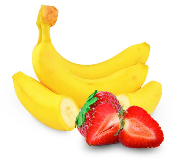 Banan i truskawki — Zdjęcie stockowe