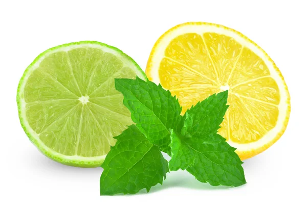 Lime with lemon and mint — Stock Photo, Image