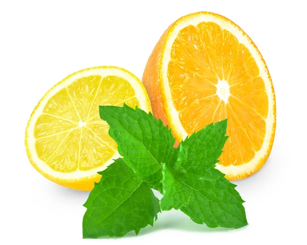 Orange with lemon and mint — Stock Photo, Image