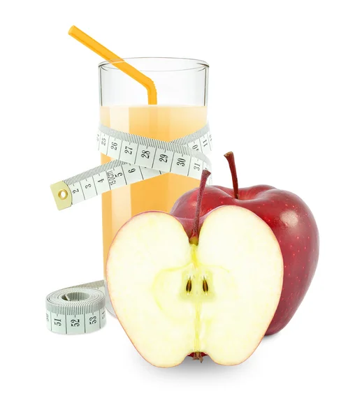 Яблочный коктейль и метр — стоковое фото