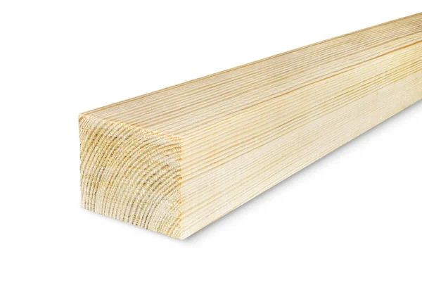 Belka Drewniana Izolowana Białym Tle — Zdjęcie stockowe