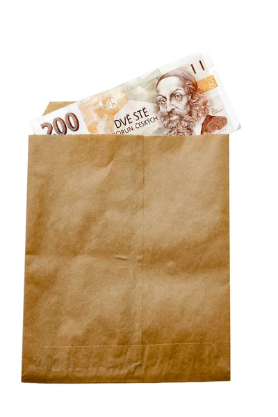 Money of Czech Republic in paper envelop — Stock Photo, Image