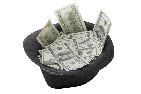 Chapéu cheio de dinheiro — Fotografia de Stock