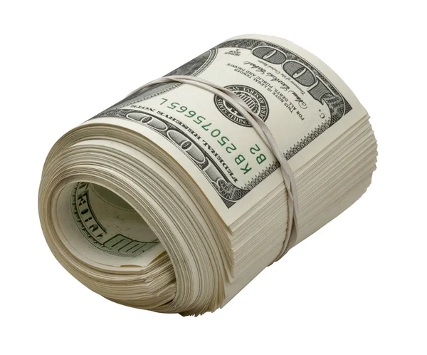 Ρολό δολάρια που απομονώνονται σε λευκό — Φωτογραφία Αρχείου