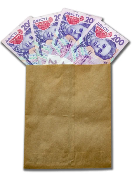 Money of Ukraine in paper envelop — Stock Photo, Image