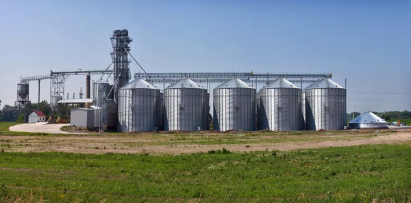 Grain drying systems panorama — Stock Photo, Image