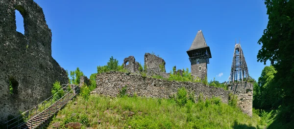 Nevitsky slottsruiner panorama — Stockfoto