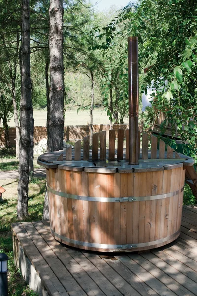 Wooden bathtub — Stock Photo, Image