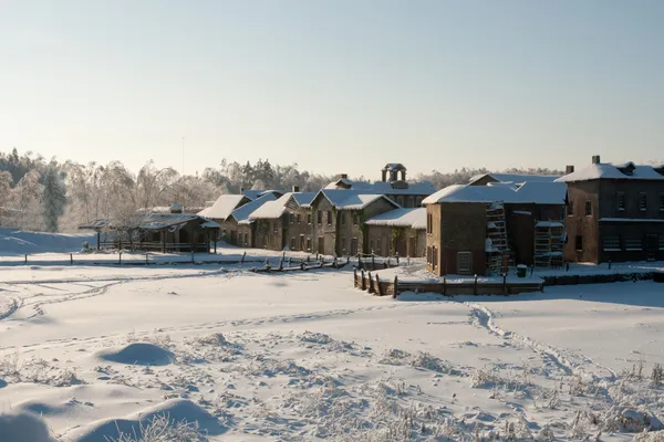Middeleeuwse winter-dorp — Stockfoto