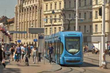 Zagreb central city square and tram stop clipart