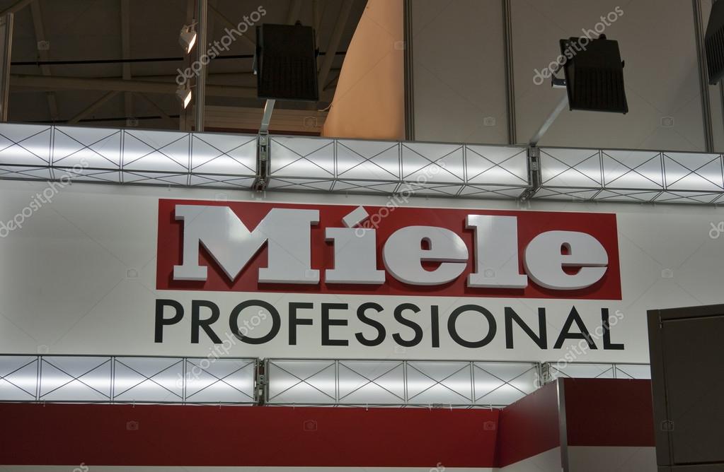 Kiev, Ukraine - October 13, 2011: Miele Professional logo on top of booths at 20th International Exhibition PUBLIC HEALTH 2011 in International Exhibition Center in Kiev, Ukraine.