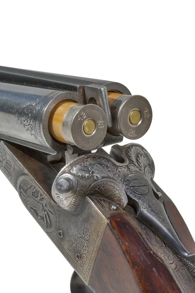 Double barrel old shotgun charged — Stock Photo, Image