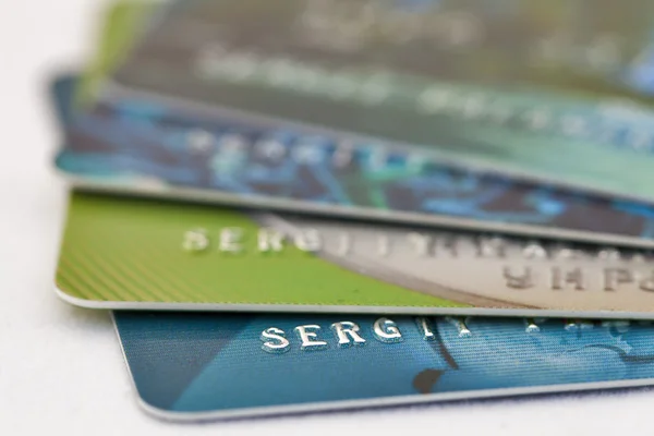 Cartões de crédito macro conjunto — Fotografia de Stock