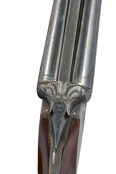 Double-barreled old shotgun closeup — Stock Photo, Image