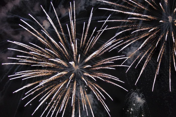 Fogos de artifício contra o céu negro — Fotografia de Stock