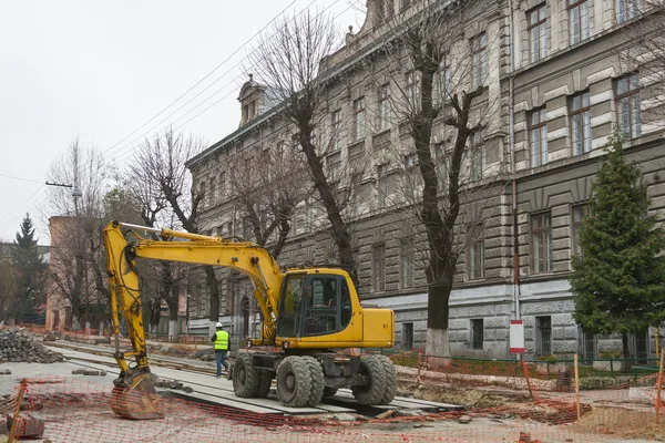 Głównej ulicy naprawy we Lwowie — Zdjęcie stockowe