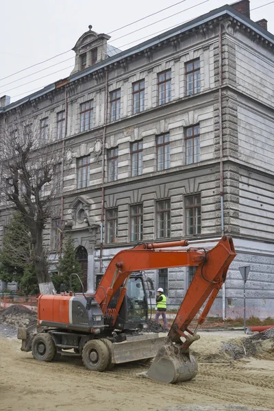 Principales reparaciones callejeras en Lviv — Foto de Stock