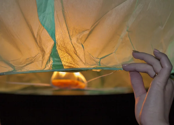 Chinese kongmin light lantern launch — Stock Photo, Image